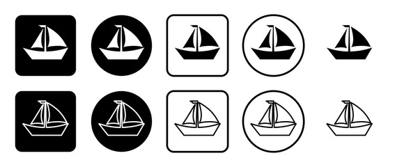 Poster - Icon set of sailing boat symbol. Filled, outline, black and white icons set, flat style.  Illustration on transparent background