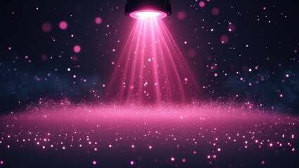 Poster - Festive Christmas 2020 stage with pink glitter lights and spotlight effects on the floor, featuring an abstract background for product display and realistic glowing rays.