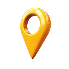 Poster - A vibrant yellow location pin symbolizing adventure and discovery with on transparent background