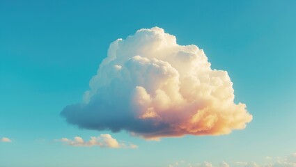 Wall Mural - Single cloud floating against a clear blue sky background