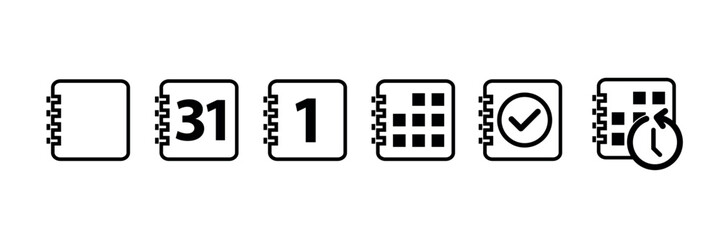 Aufkleber - Calendar icon set. calendar for deadline, schedule, plan, event reminder symbol set. calendar use for app, website, ui. calendar sign png and vector illustration on transparent background