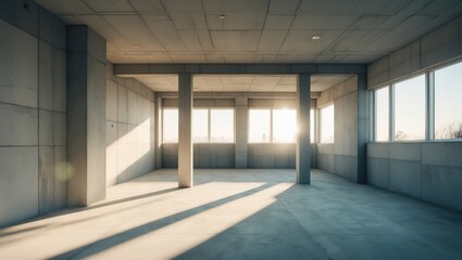 Poster - Unfinished interior of a business center under construction
