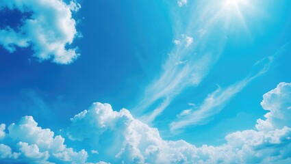 Wall Mural - Clear blue sky with white clouds as background