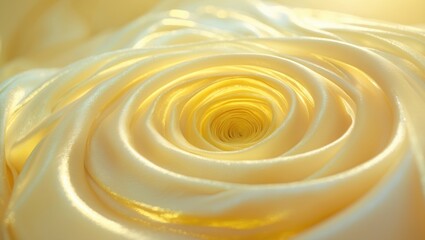 Poster - Blurred vibrant yellow fabric featuring swirling spiral and abstract patterns with subtle light highlights.
