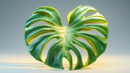 Wall Mural - Flat Lay of Monstera Leaves on White Background for Tropical Nature Concepts