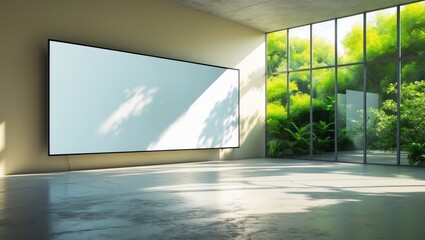 Poster - Conference room interior featuring a TV screen with text space for presentations