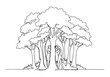 © Cici - Continuous Line Drawing of Adam and Eve Hiding Behind Trees in t