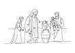 © Cici - Continuous Line Drawing Illustration of Jesus Turning Water into