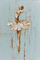 Poster - Elegant ballet dancer poised gracefully against a textured abstract background reminiscent of outer space