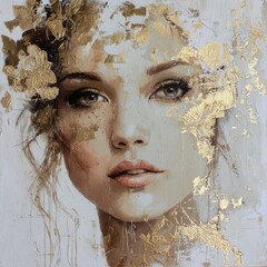Poster - Portrait blending human features with abstract elements in a unique artistic representation