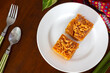 © Tanes - Thai mung bean custard or Thai custard cake on the wooden table.