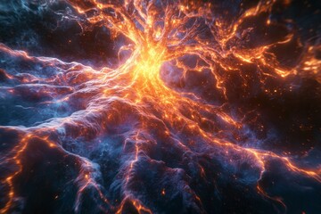 Poster - Stunning cosmic explosion illustrated with vibrant colors and intense energy in a mesmerizing space scene