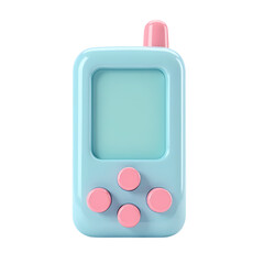 Poster - Close up of a blue and pink handheld game console on isolated on transparent background