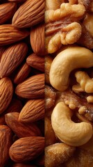 Poster - Almonds, Cashews, and Walnuts in Close-Up, Showcasing Healthy Eating and Snack Food Options for Nutrition and Wellness : Generative AI