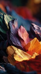 Aufkleber - Abstract Painted Wood Shards in Warm Tones, Ideal for Artistic Expression and Creative Inspiration Projects : Generative AI