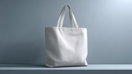 Poster - Blank White Canvas Tote Bag on Display, Ideal for Branding Mockups and Sustainable Shopping Campaigns : Generative AI
