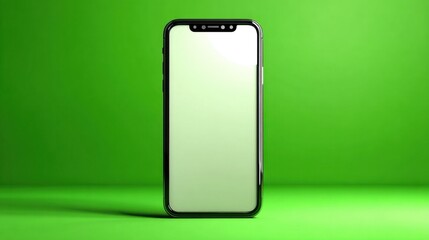 Aufkleber - Smartphone Mockup on Green Background, Representing Mobile Technology and Digital Communication for Product Promotion and App Development : Generative AI