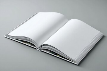Poster - Open Book With Blank Pages on Gray Surface, Ideal for Mockups and Publishing Projects, Showcasing Creativity and Education : Generative AI