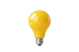 3d plastic cartoon icon of a bright yellow light bulb with soft glow effect, smooth glossy surface, minimal shape, isolated on transparent white background with clipping path.