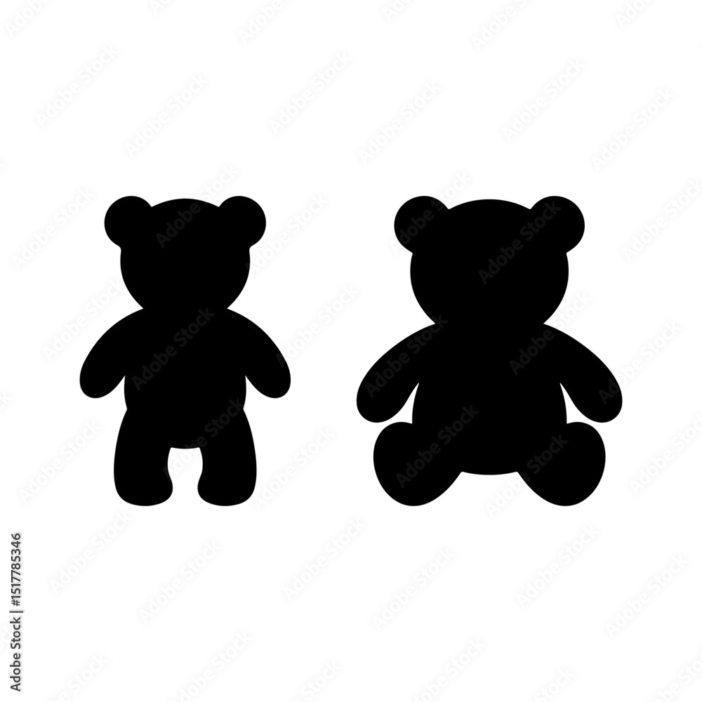 Stand and sit teddy bear silhouette vector flat illustration design. Stock  Vector | Adobe Stock, image size:1000x1000