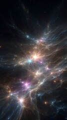 Wall Mural - Cosmic Nebula with Bright Stars and Glowing Gas Clouds