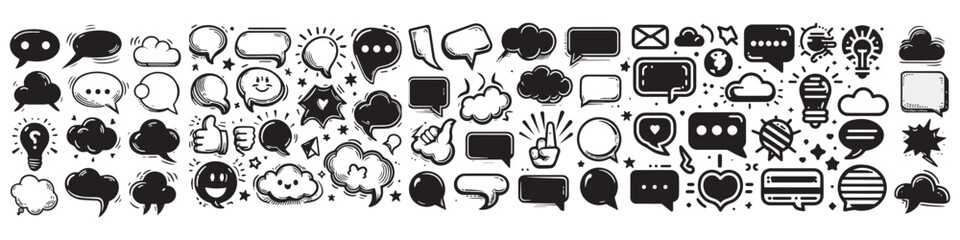 Poster - Speech Bubble set. Talk bubble. Blank empty vector white speech bubbles. Speak bubble text, cartoon chatting box, message box. Cartoon balloon word design
