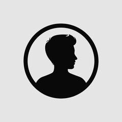 Aufkleber - Black silhouette profile portrait within a circle frame design for website user profile icons or avatar graphics modern minimalist elegant simple
