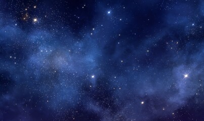 Wall Mural - Dark Blue Night Sky with Sparkling Stars and Nebulae