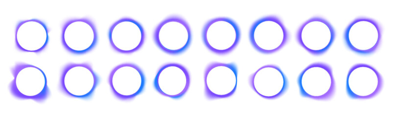 Aufkleber - Round banner with neon gradient isolated on white transparent background in PNG vector format. Round light frame. Can be used for badges, price tags, labels.	