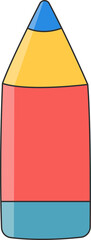 Poster - cartoon drawing of a colorful pencil, school supply.
