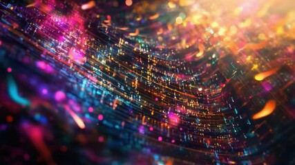 Poster - Vibrant Energy Burst: An abstract display of light particles, exploding with a dazzling array of colors, creating a dynamic and energetic visual. 
