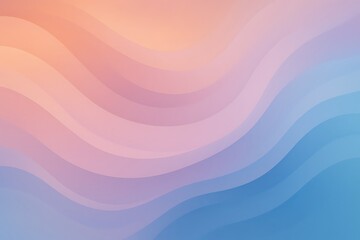 Poster - Abstract pastel wavy background with smooth flowing gradient curves, soft peach and lavender color tones, minimalist design, modern aesthetic, elegant fluid texture, stylish digital art backdrop