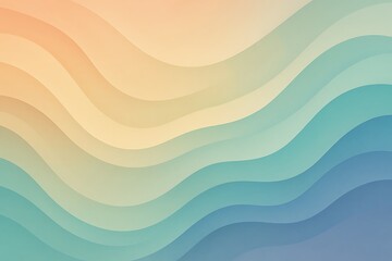 Poster - Abstract pastel wavy background with smooth flowing gradient curves, soft peach and lavender color tones, minimalist design, modern aesthetic, elegant fluid texture, stylish digital art backdrop