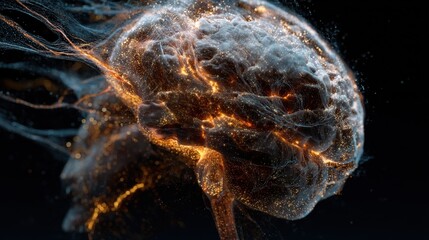 Aufkleber - A brain with a lot of fire coming out of it