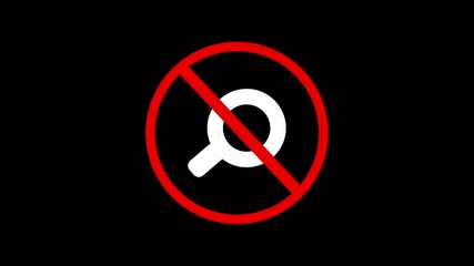 Poster - scan web indexing restriction search crossed sign website data exploration forbidden of red color restriction sign dark background animated symbol