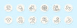 © Кирилл Макаров - Dehydration set icon. Dry face, sun danger, thirst, drinking water, citrus hydration, meditation, dry lips, skin, wilted plant, dizziness, dry ground, fluid loss.