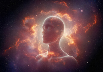 Wall Mural - Cosmic Consciousness Woman Nebula Spiritual Enlightenment Space