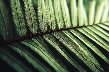 Aufkleber - A mesmerizing close-up of a fern leaf displaying intricate details and textures, showcasing the beauty of nature's design in a botanical macro perspective.