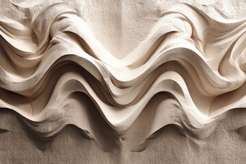 Poster - Abstract beige sand wave pattern creates a mesmerizing and calming effect, showcasing smooth transitions of light and shadow, a captivating neutral background.