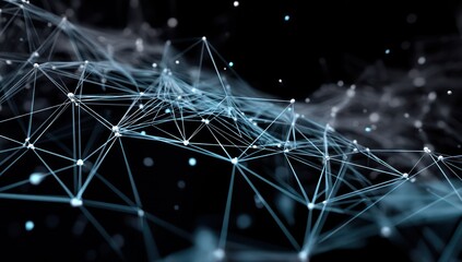 Poster - High-tech visualization of the algorithmic learning process, portrayed through a network of connected nodes.