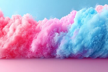 Poster - Abstract background featuring a blend of vibrant pink and cool blue powder clouds, creating a dreamy and colorful effect, perfect for modern designs or presentations.