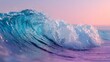 © Hadiyah - Ocean Wave at Sunset: Turquoise and Pink Hues