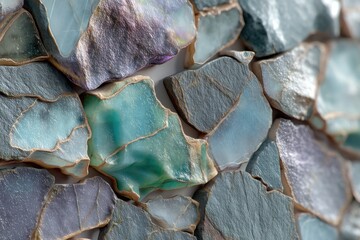 Poster - an abstract background featuring stones of various sizes in cool blues, greens, and grays with shimm