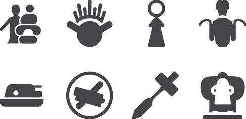 Wall Mural - a collection of eight different black and white icons arranged in two rows on a white background