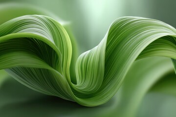 Fototapete - Abstract green flowing organic shapes with natural lines and gradient shadows, creating a calming and natural background with a modern and artistic touch.