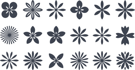 Wall Mural - an assortment of stylized flower icons arranged in a grid pattern on a white background surface