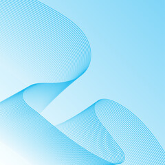 Poster - abstract blue smooth waves on gradient background.