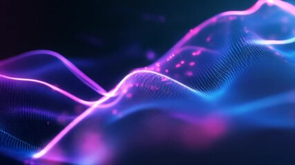 Poster - Abstract Wavy Gradient Background with Glowing Particles for Modern Design Projects