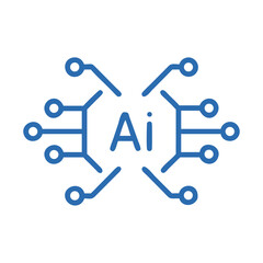 ai technology logo with circuit design in blue color scheme
