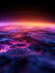 Poster - Abstract view of a vibrant cosmic landscape with flowing waves of energy and color